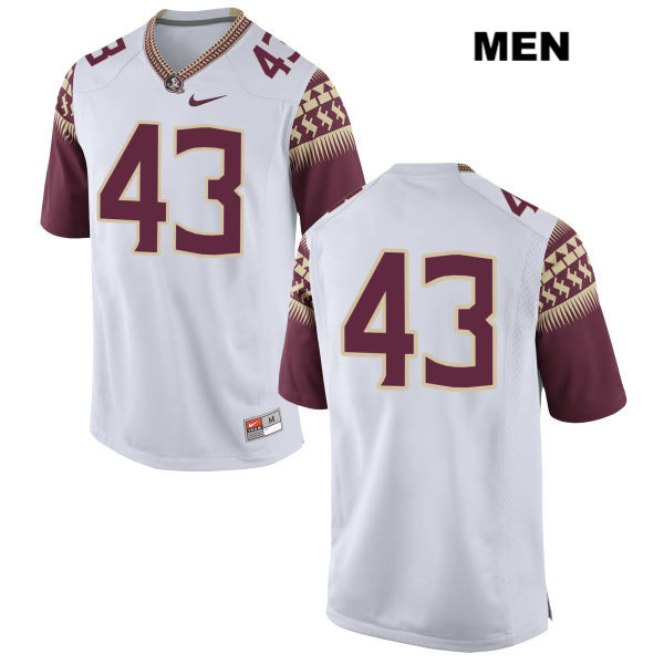 Men's NCAA Nike Florida State Seminoles #43 Jake Duff College No Name White Stitched Authentic Football Jersey UCJ6369TK